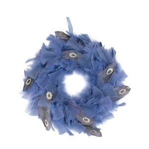 Nwot Northlight 12" Regal Peacock Embellished Blue Feather Wreath.